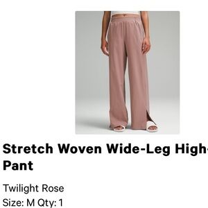 Lululemon Stretch Woven Wide-Leg High Rise Pant in Twilight Rose